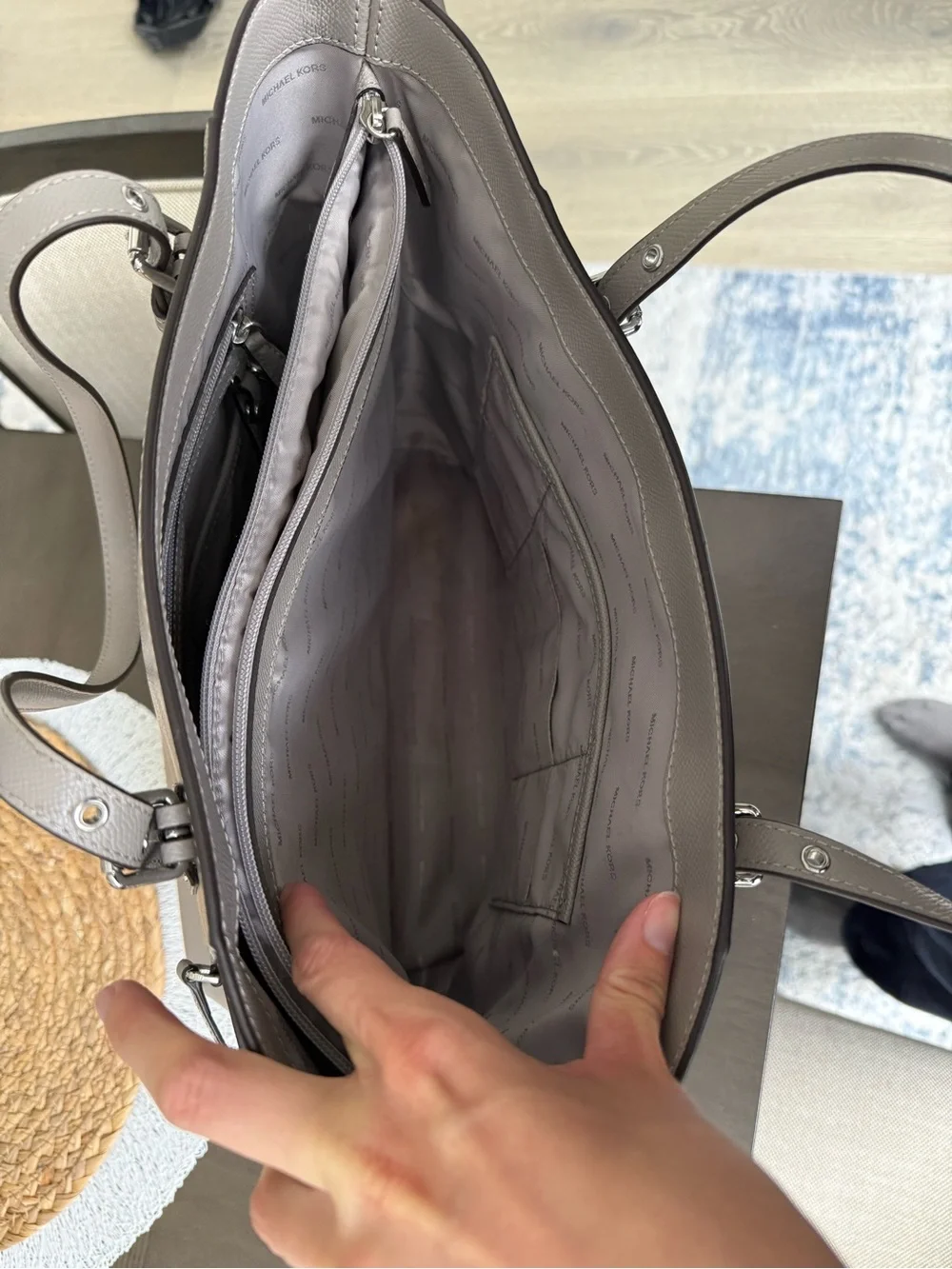 Michael Kors Dove Gray Saffiano Leather Tote - Picture 7 of 9